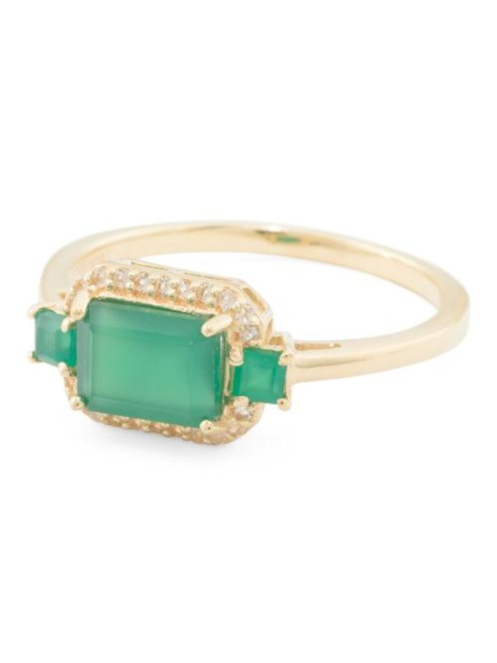 SHIVAM Made In India 14kt Gold Plated Green Onyx Ring